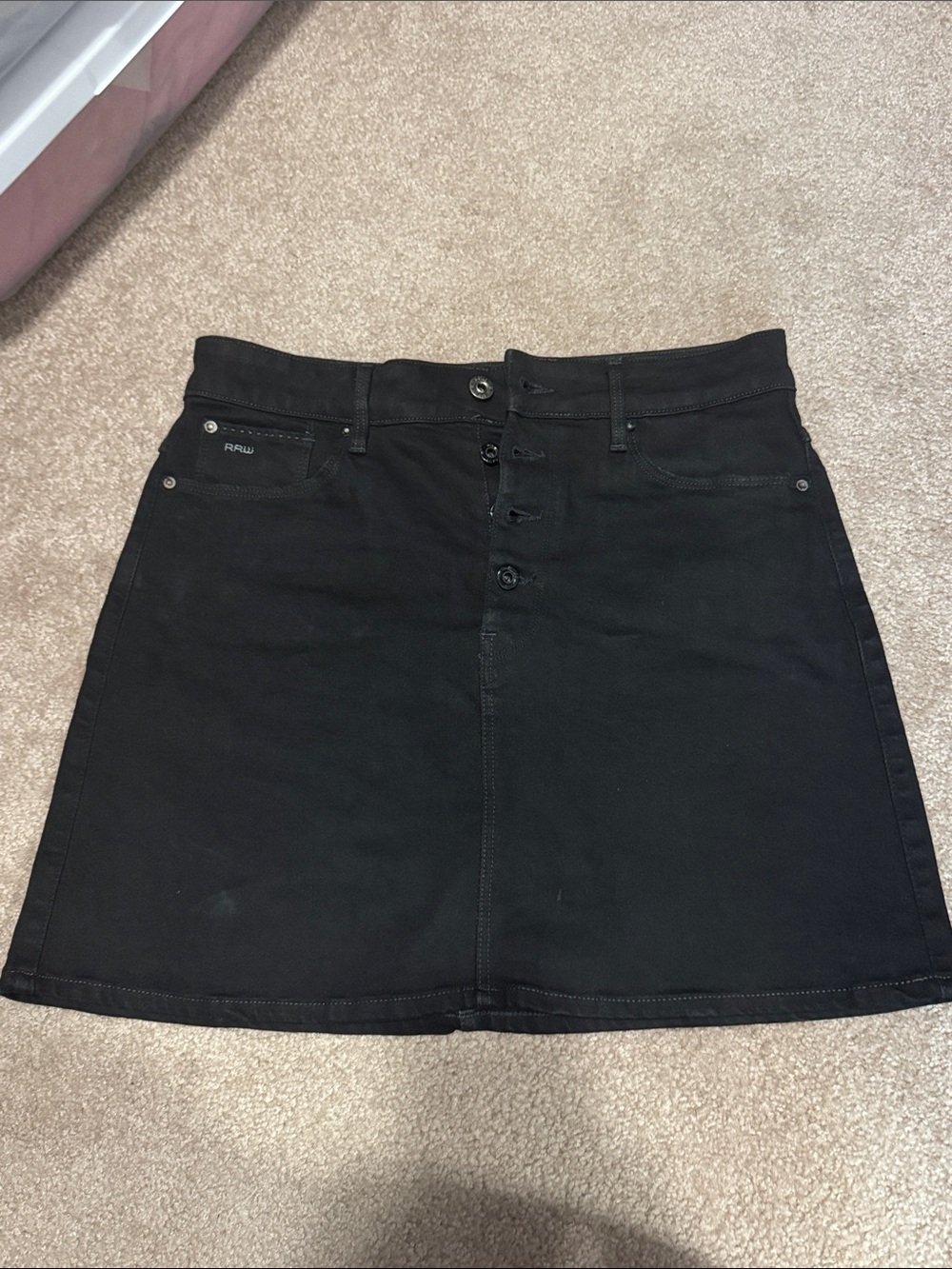 G-Star RAW Black Denim Button-Front Skirt